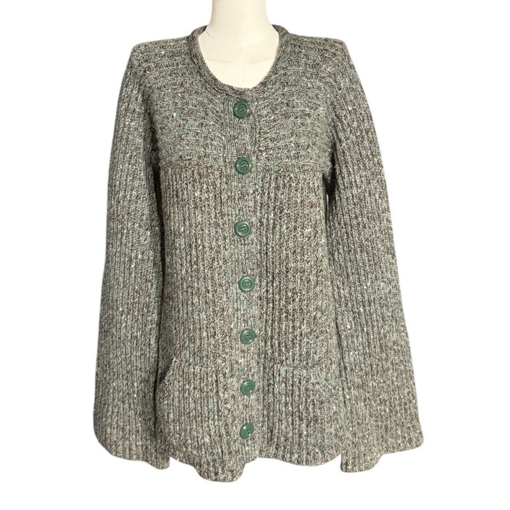 Vintage Macy Associates Wool Blend Long Sleeve Pockets Button Up Cardigan Sz L